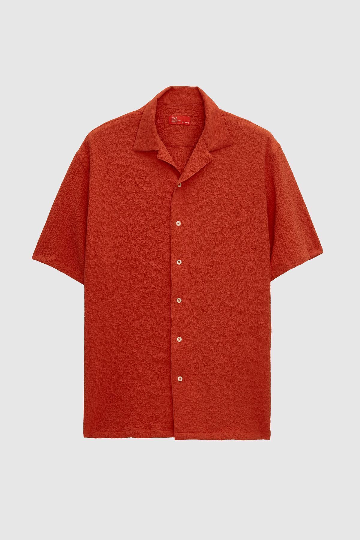 D'S Damat-Red Seersucker - Short Sleeve and Non-Wrinkle Cut Shirt 5