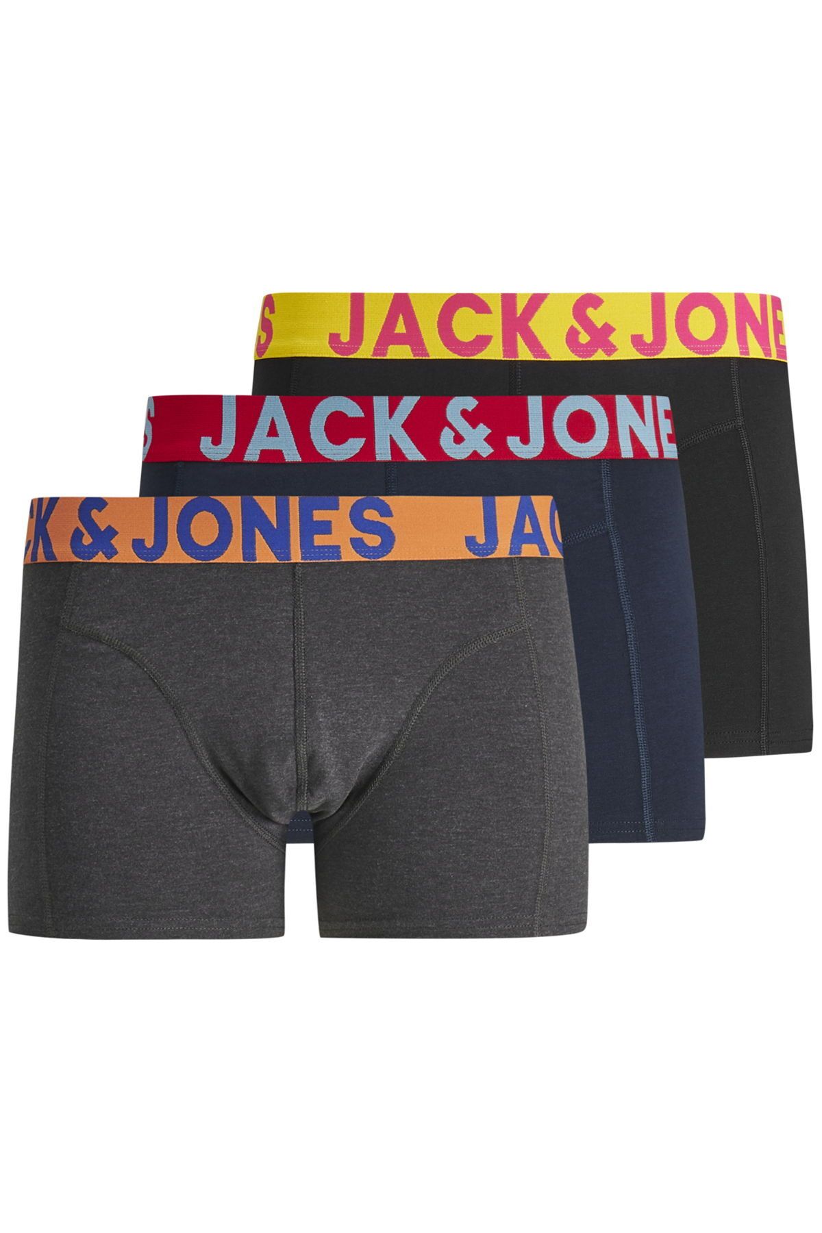 Jack & Jones Erkek 3'lü Renkli Logolu Boxer Paketi