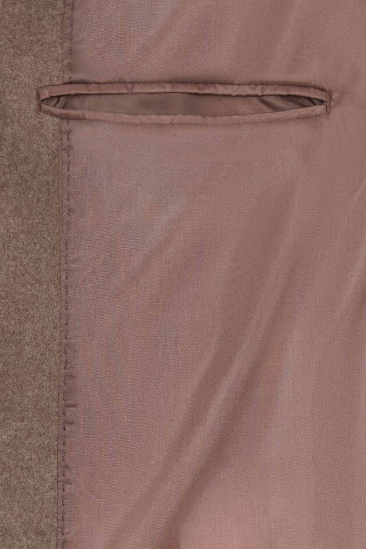 D'S Damat Ds Damat Regular Fit Bej Mono Yaka Kaşe Kaban görsel 8