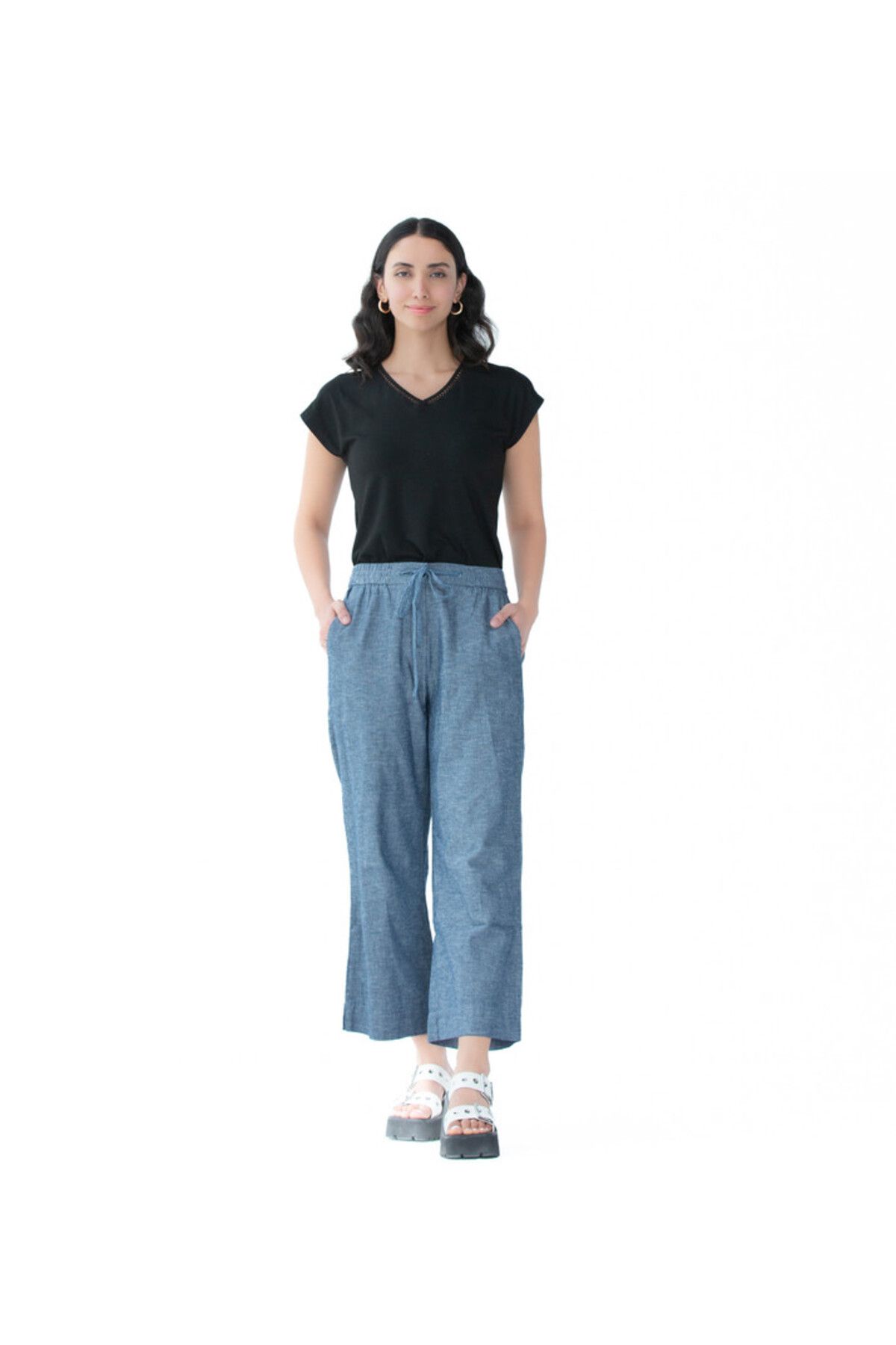 Zabaione-Women's Denim Drawstring Pants 3