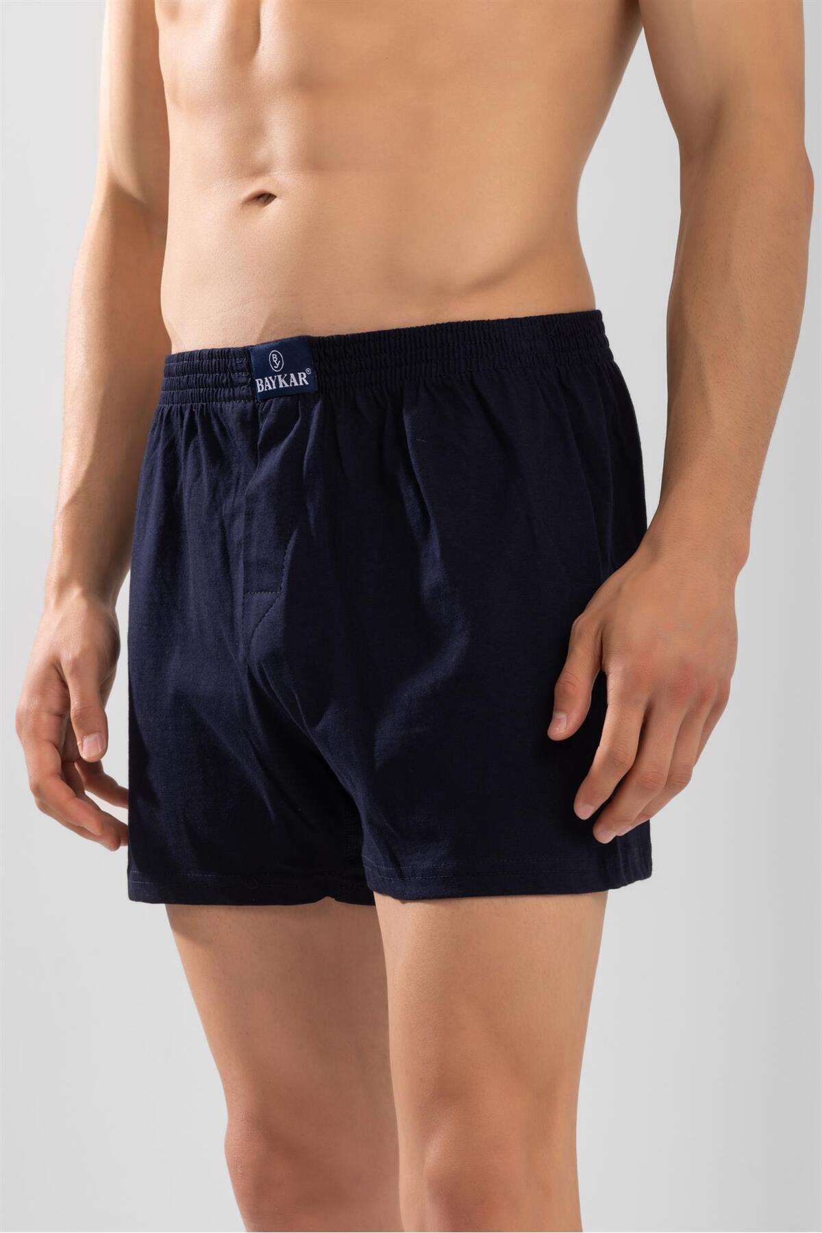 BAYKAR  Erkek Pamuklu Rahat Kesim Havlu Bel Boxer 3'lü Paket Lacivert - Görsel 3
