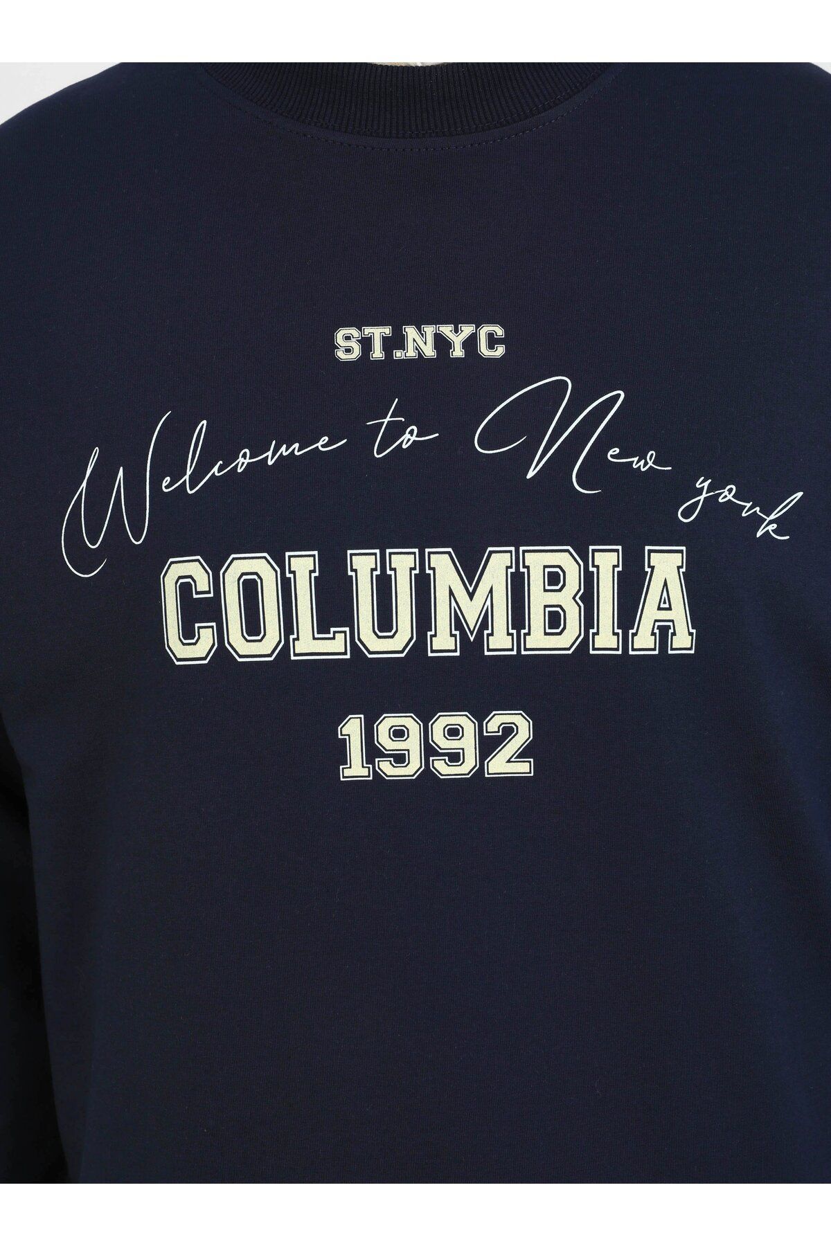 Benin-Navy Blue Oversize Sweatshirt - Print Detail - Benin 4