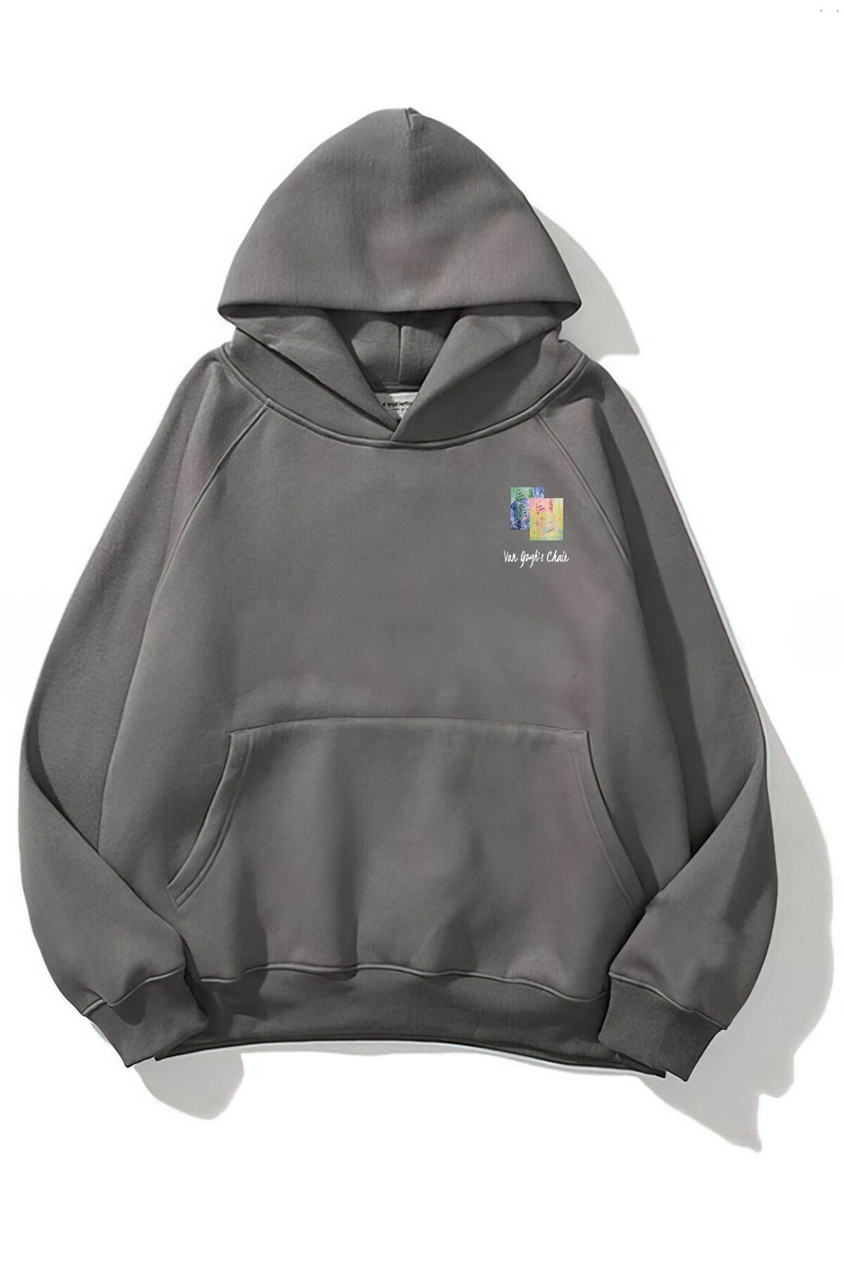 The Champ Clothing Unisex Oversize Sweatshirt Hoodie Van Gogh's Chair Baskılı Füme, Kapüşonlu, Kanguru Cep görsel 2