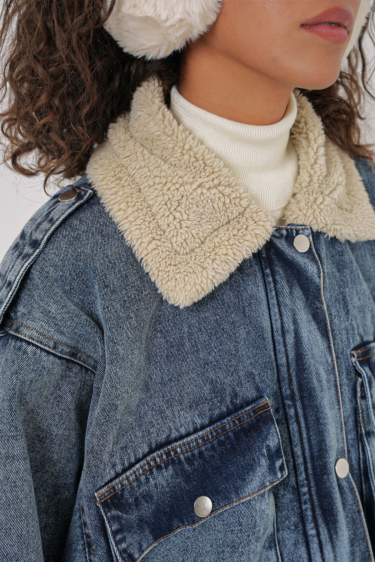 Bigdart-Blue 0711 Model Shearling Denim Jacket 5