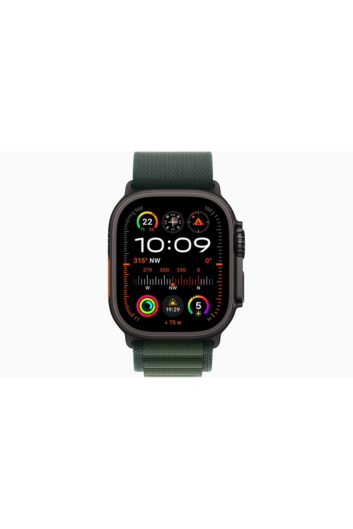 Apple-Watch Ultra 2 GPS + Cellular 49mm Black Titanium Case with Dark Green Alpine Loop - Medium 2