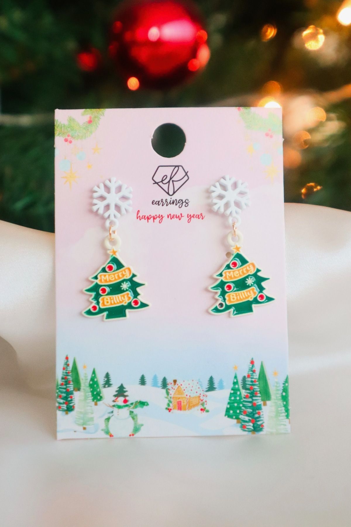 EFBUTİK-Green Pine Tree Merry Billly Earrings 1