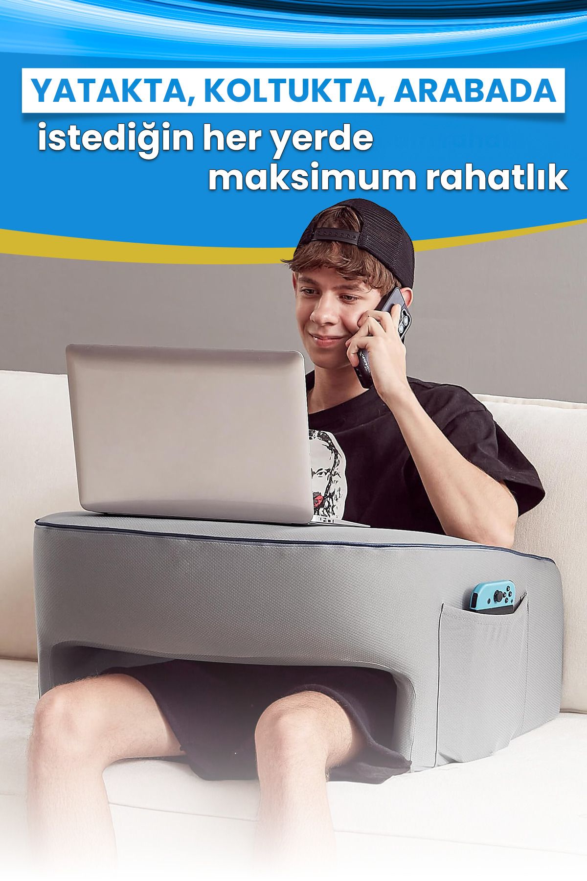 EpiRelax Çalışma, Oyun ve Okuma İçin Kol Destekli Visco Yastık, Yatakta - Koltukta Maksimum Rahatlık