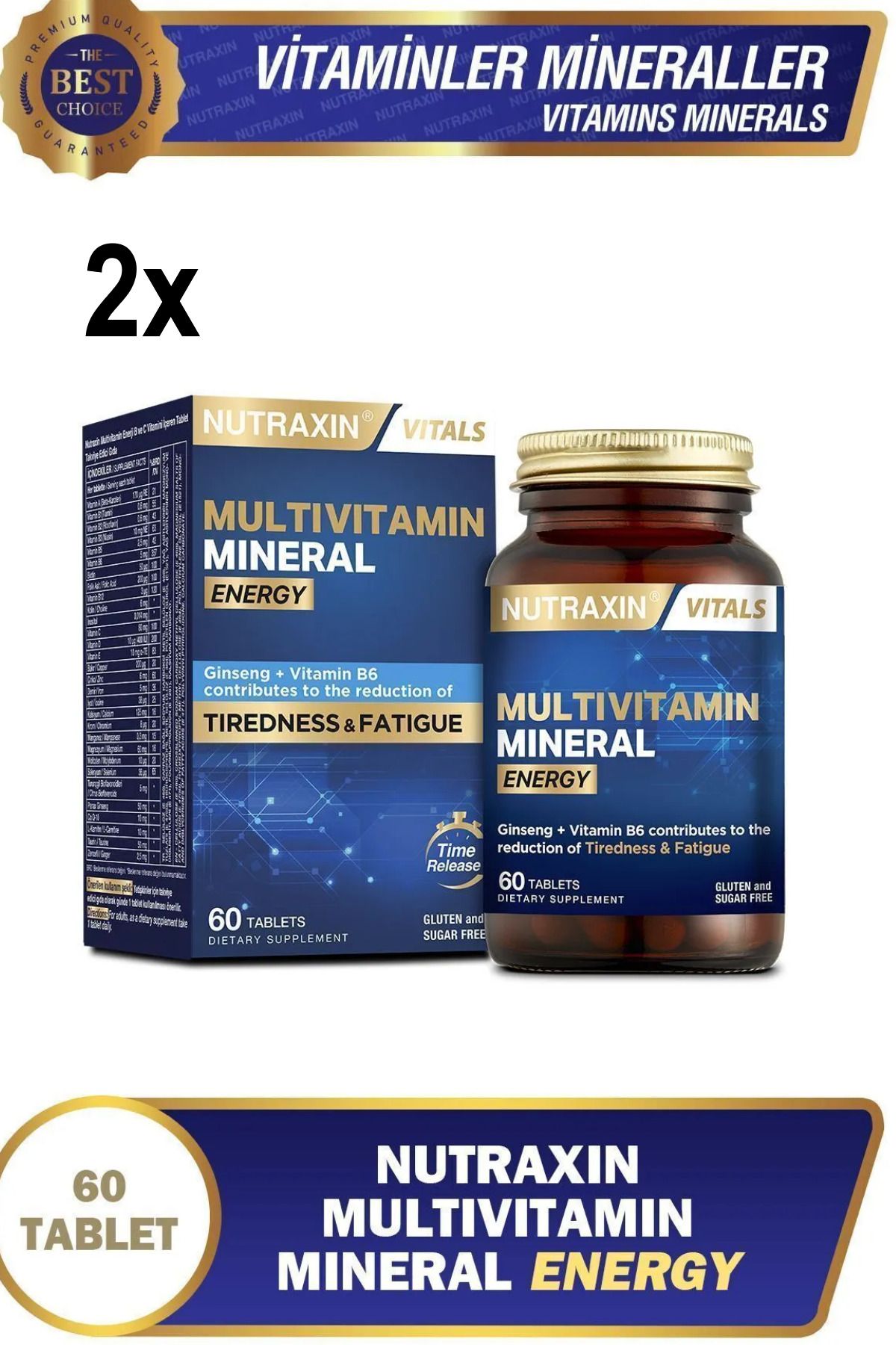 Nutraxin Multivitamin Mineral Energy Tıredness Fatıgue 2X60 Tablet