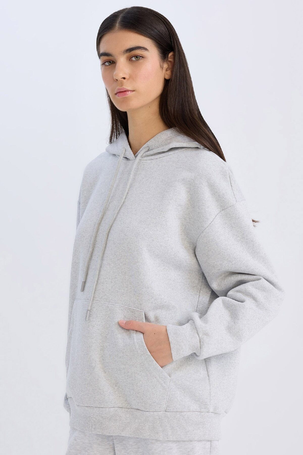 DeFacto-Thick and Kangaroo Pocket Relax Fit Hooded Sweatshirt - W8071Az24Wn 1