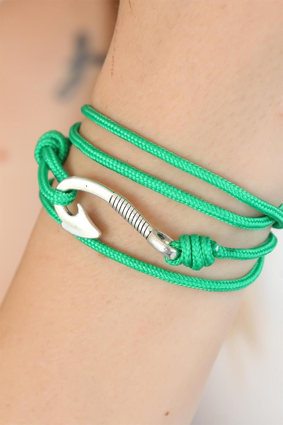 Skygo-Green Color Silver Metal Multiple Bracelet with Hooks - Tj-bb2372-ks 2