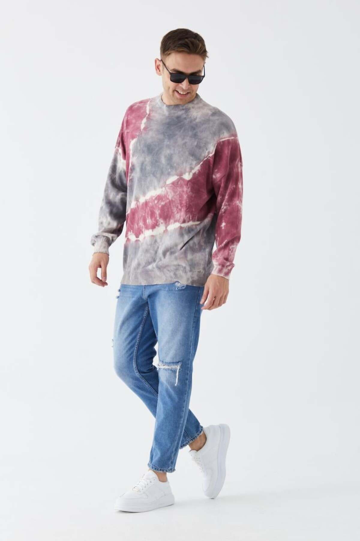 Alp-Cotton-Acrylic Tie-Dye Patterned Sweater 3