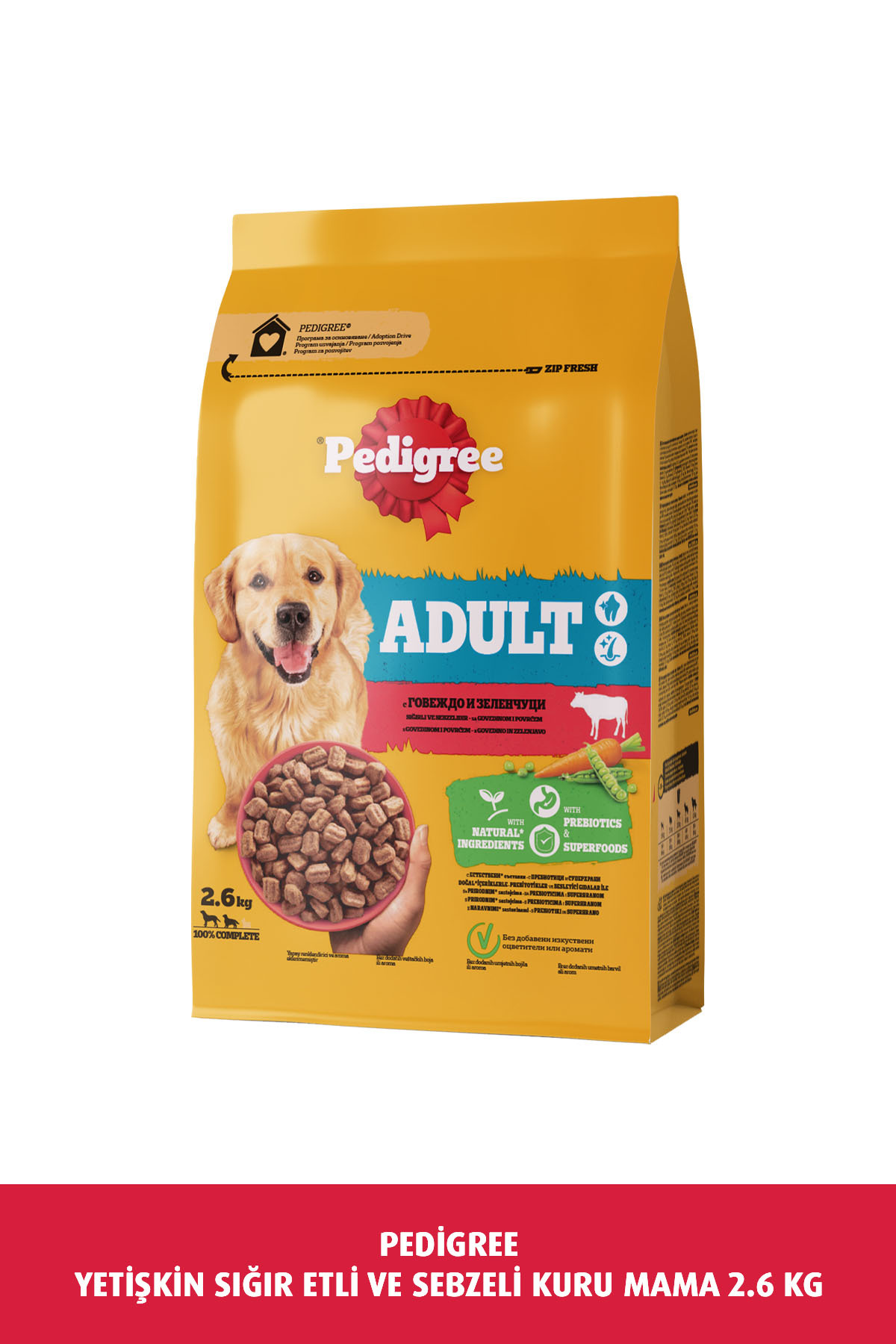 Pedigree Yetişkin Sığır Etli Ve Sebzeli Köpek Kuru Mama 2.6 Kg