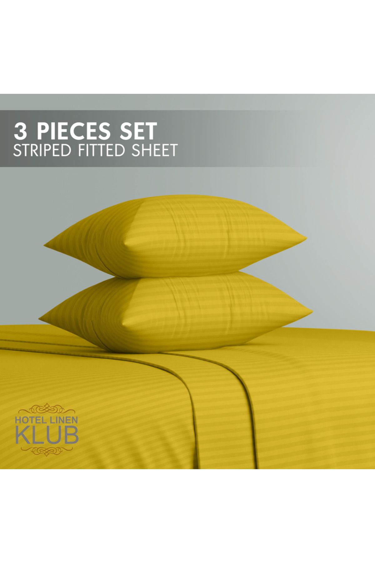 Hotel Linen Klub-Single-Striped Fitted Sheet Set - Premium and Durable Quality, Deep Pocket for a Perfect Fit 2