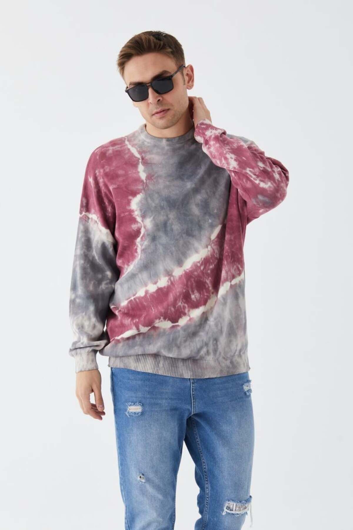 Alp-Cotton-Acrylic Tie-Dye Patterned Sweater 1