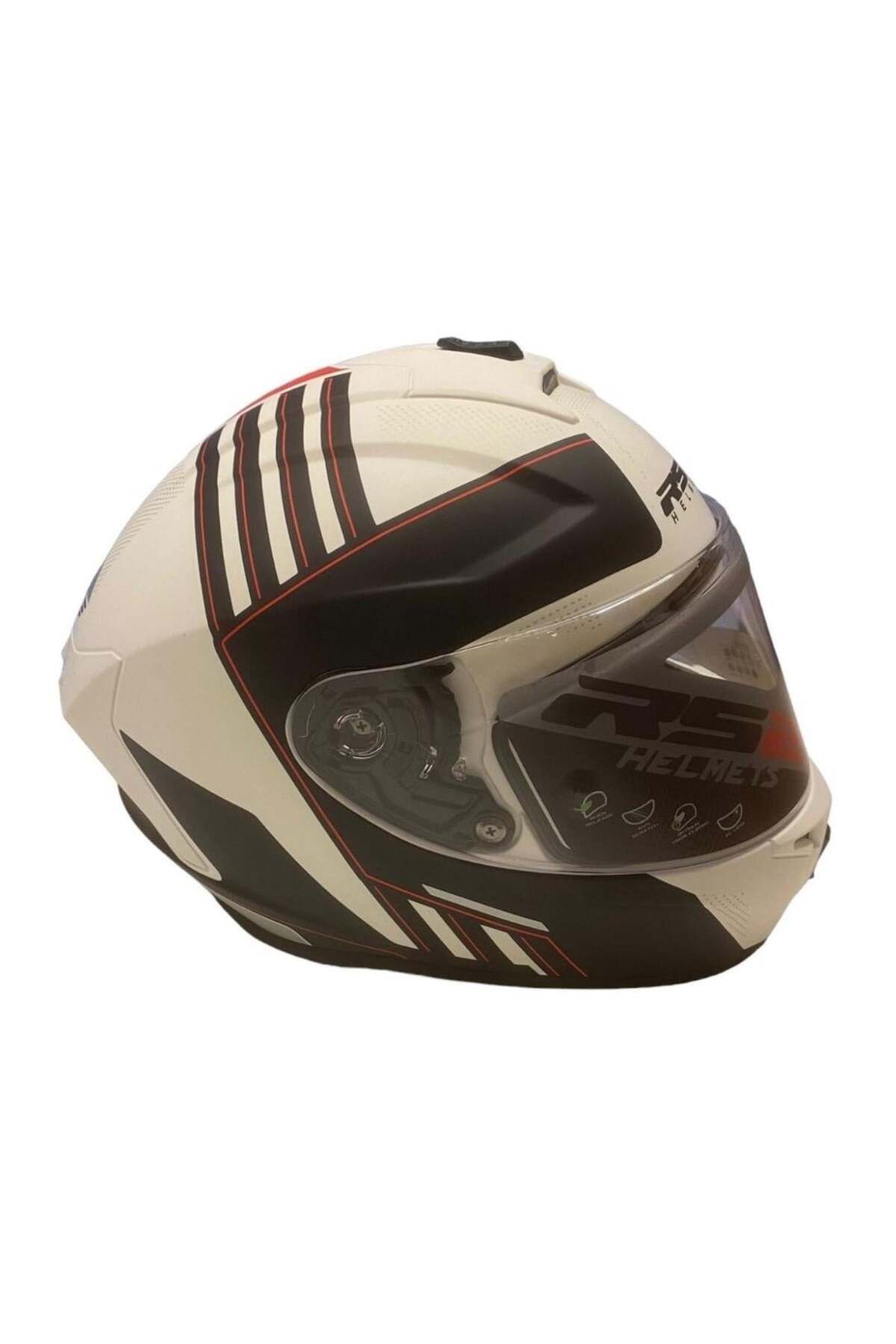 RS2-32003/8 Model Closed Helmet - White, Black and Red 1