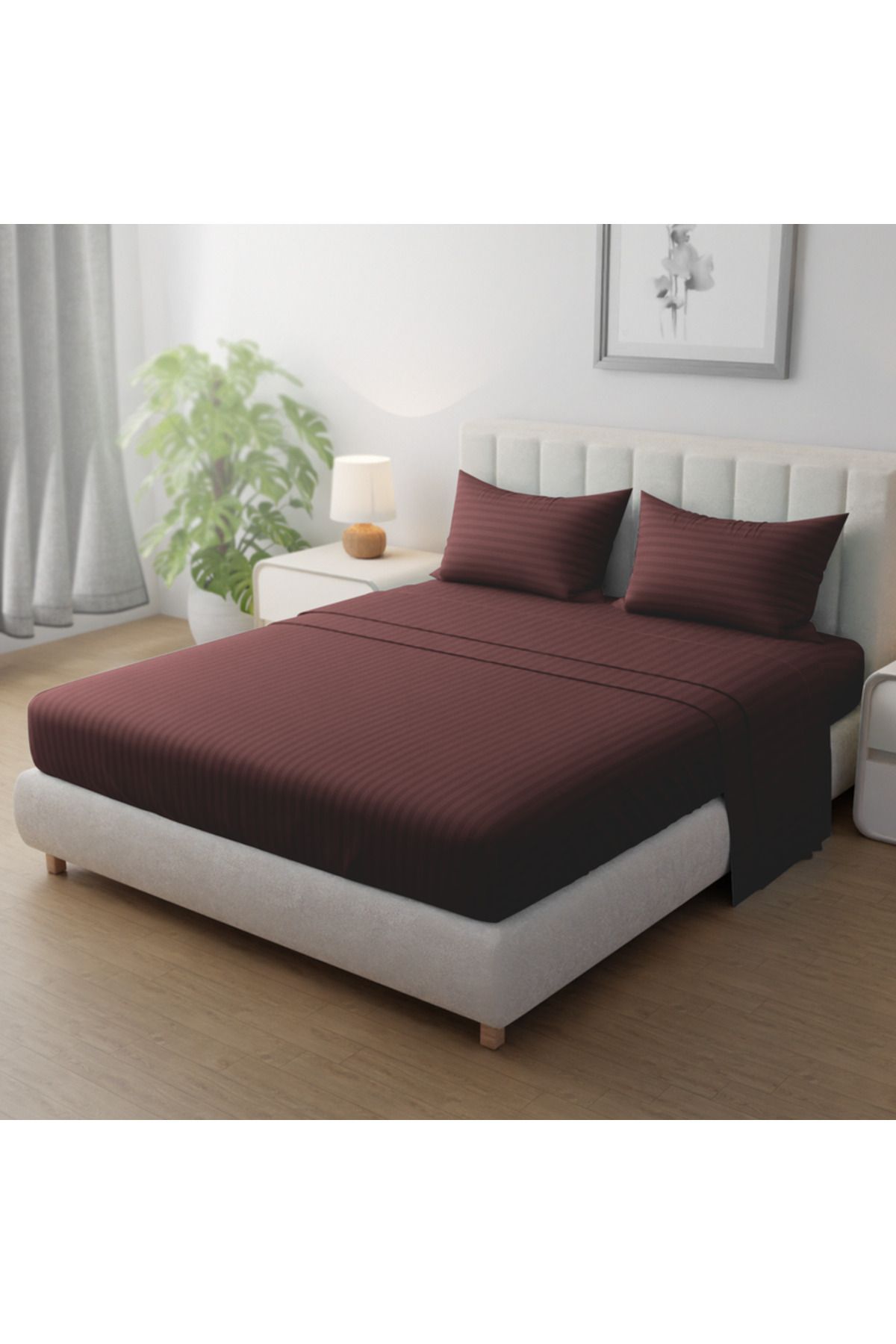 Hotel Linen Klub-Queen-Striped Fitted Sheet Set - Premium and Durable Quality, Deep Pocket for a Perfect Fit 1