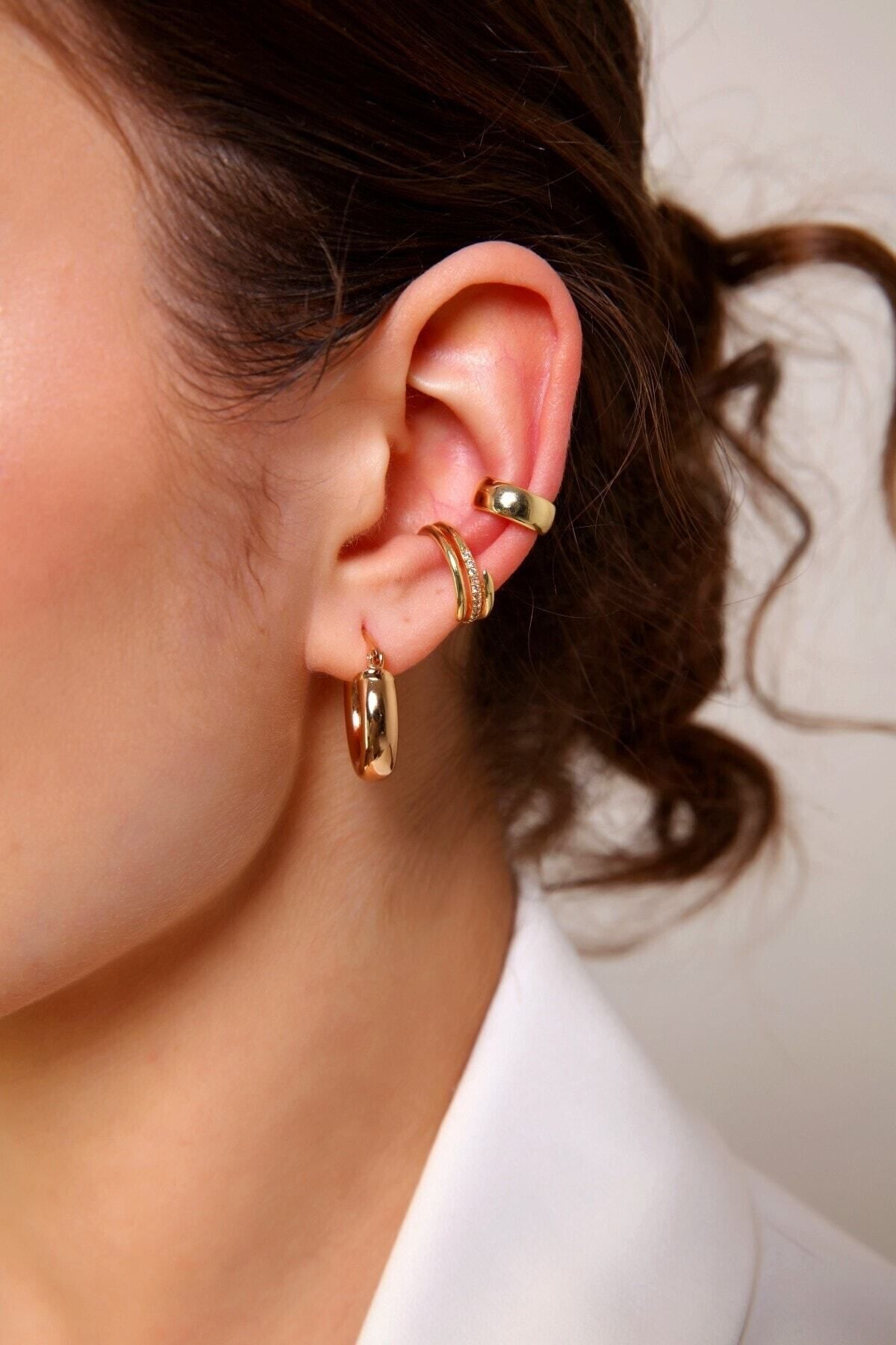 AURRARİ Gold Sarmal Earcuff Set