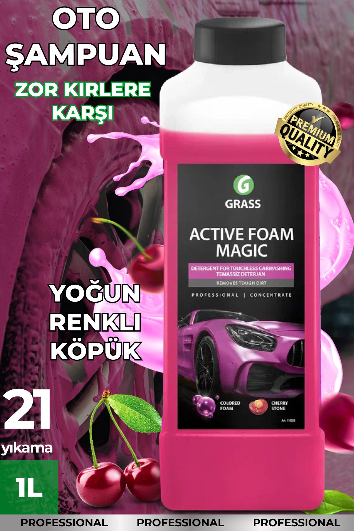 GRASS Active foam MAGIC 1L Renkli Köpük Fırçasız Oto Yıkama Şampuanı