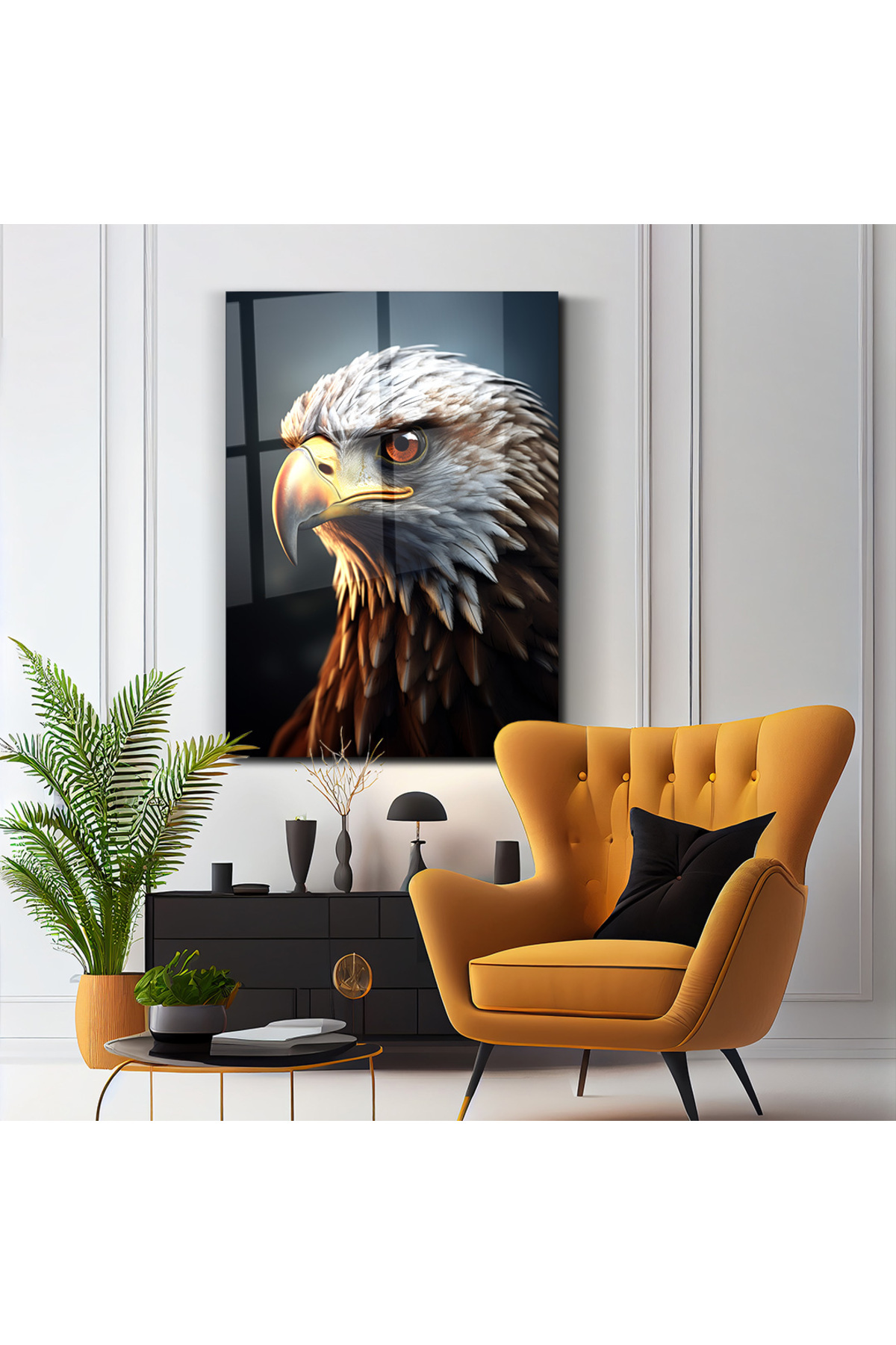 Cam Tablo 3D Kartal- Duvar dekorasyonu - Ofis dekorasyonu