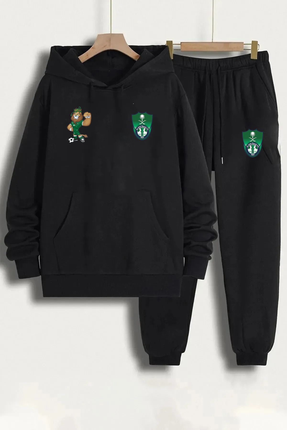 Pisa Art Al Ahli Aslan Suudi Arabistan Özel Tasarım Kapşonlu Sweatshirt & Eşofman Altı 2'li Kombin