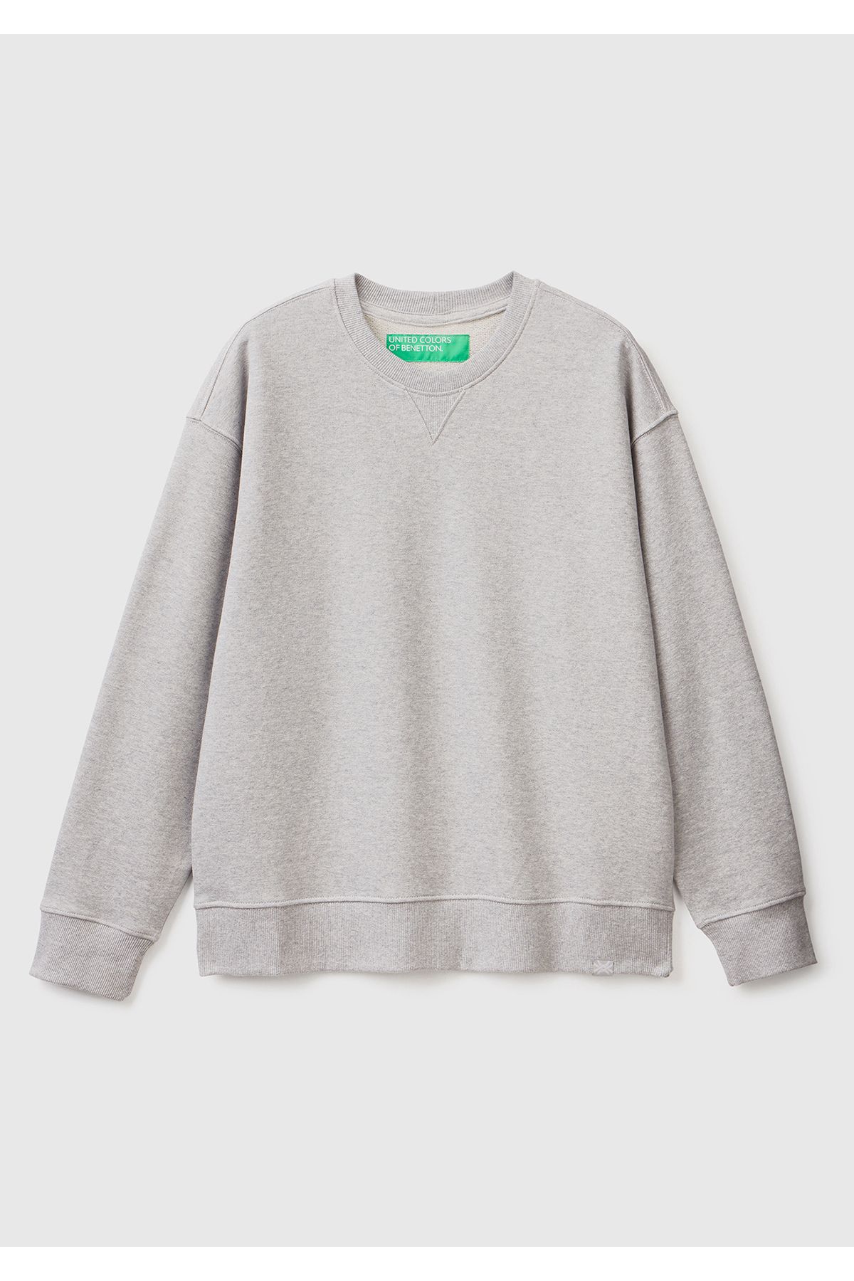 United Colors of Benetton-Men's Gray Melange 100% Cotton Crew Neck Basic Sweatshirt 2