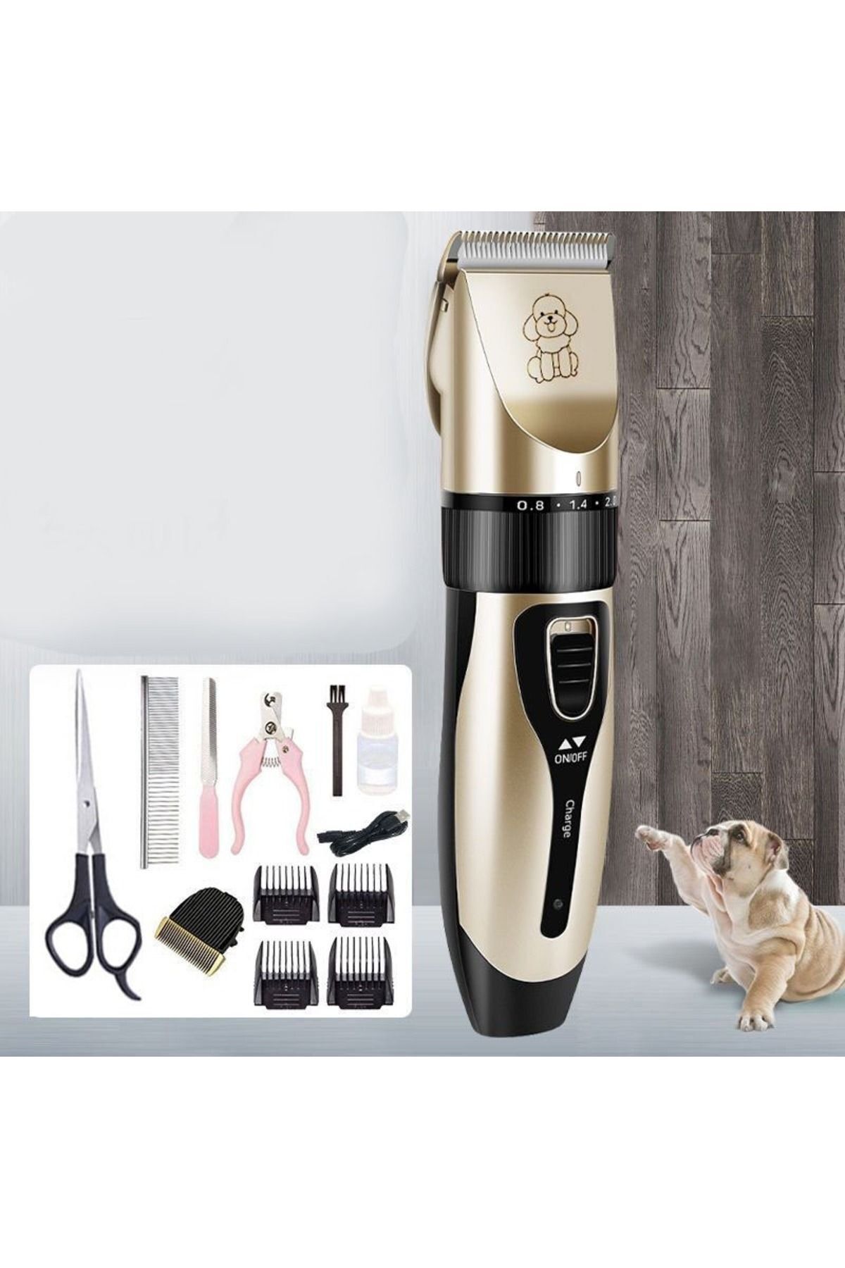 Emtu Life C5 Kırpık 10 In 1 Ayarlanabilir Şarjlı Kedi Köpek Tıraş Makinesi Pet Evcil Hayvan Tüy Kesme Aparatlı-3