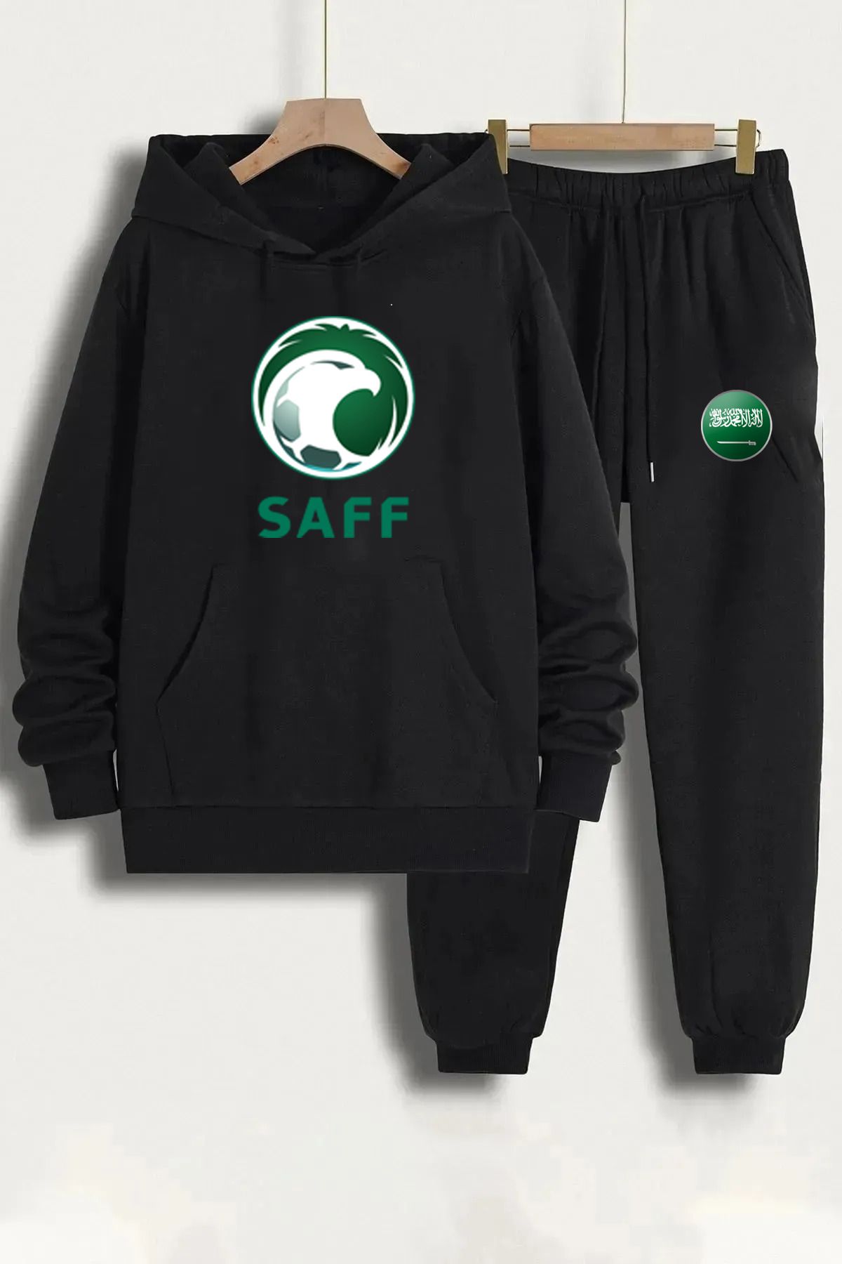 Pisa Art Suudi Arabistan Futbol Milli Takımı Özel Tasarım Kapşonlu Sweatshirt & Eşofman Altı 2'li Kombin