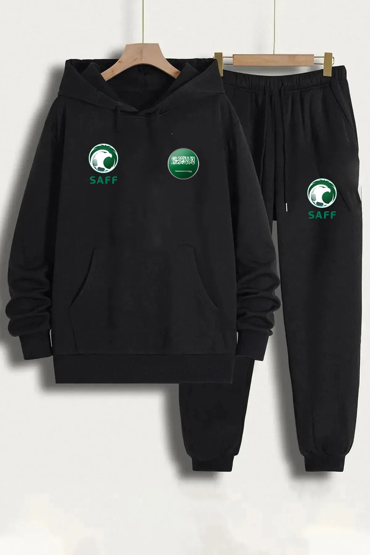 Pisa Art Suudi Arabistan Futbol Milli Takımı Özel Tasarım Kapşonlu Sweatshirt & Eşofman Altı 2'li Kombin