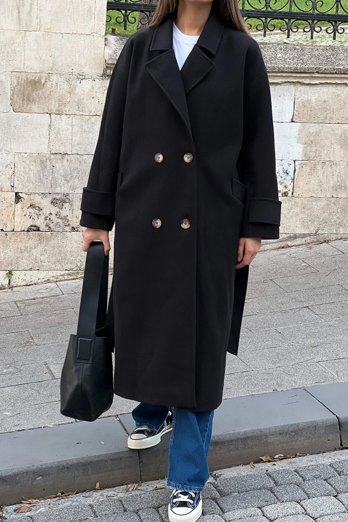 My Blog  Siyah New Tokyo Uzun Kaşe Kaban-509029 - Görsel 2