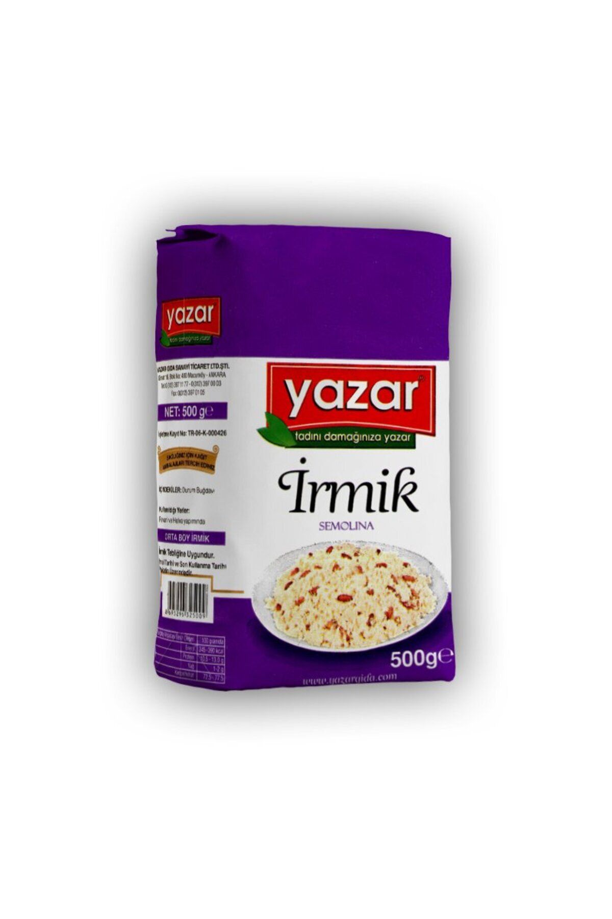 YAZAR 500gr Irmik 500gr Pudra Şekerı