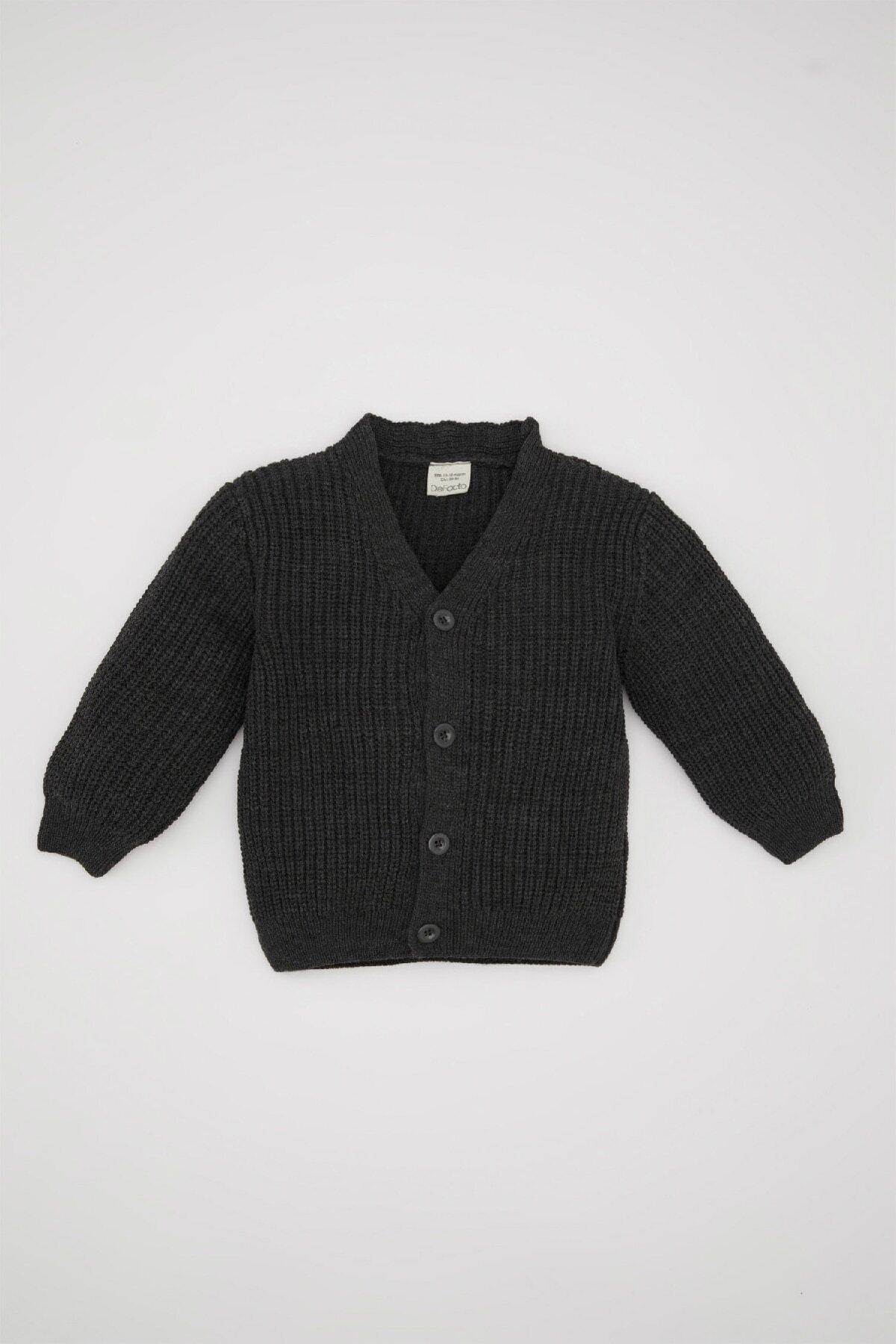 DeFacto-Baby Boy Schwarzer Strick-Cardigan mit V-Ausschnitt und Knöpfen C8859a524wn 1