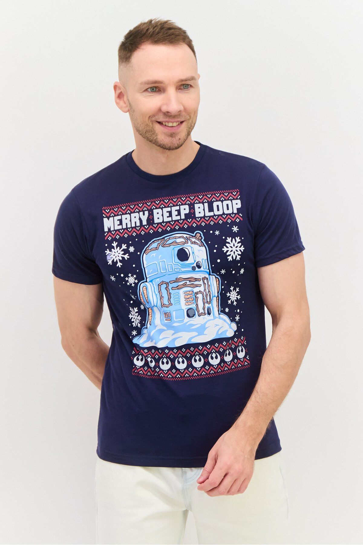 Funko-Men Star Wars R2-D2 Crew Neck Short Sleeves T-Shirt, Navy 1