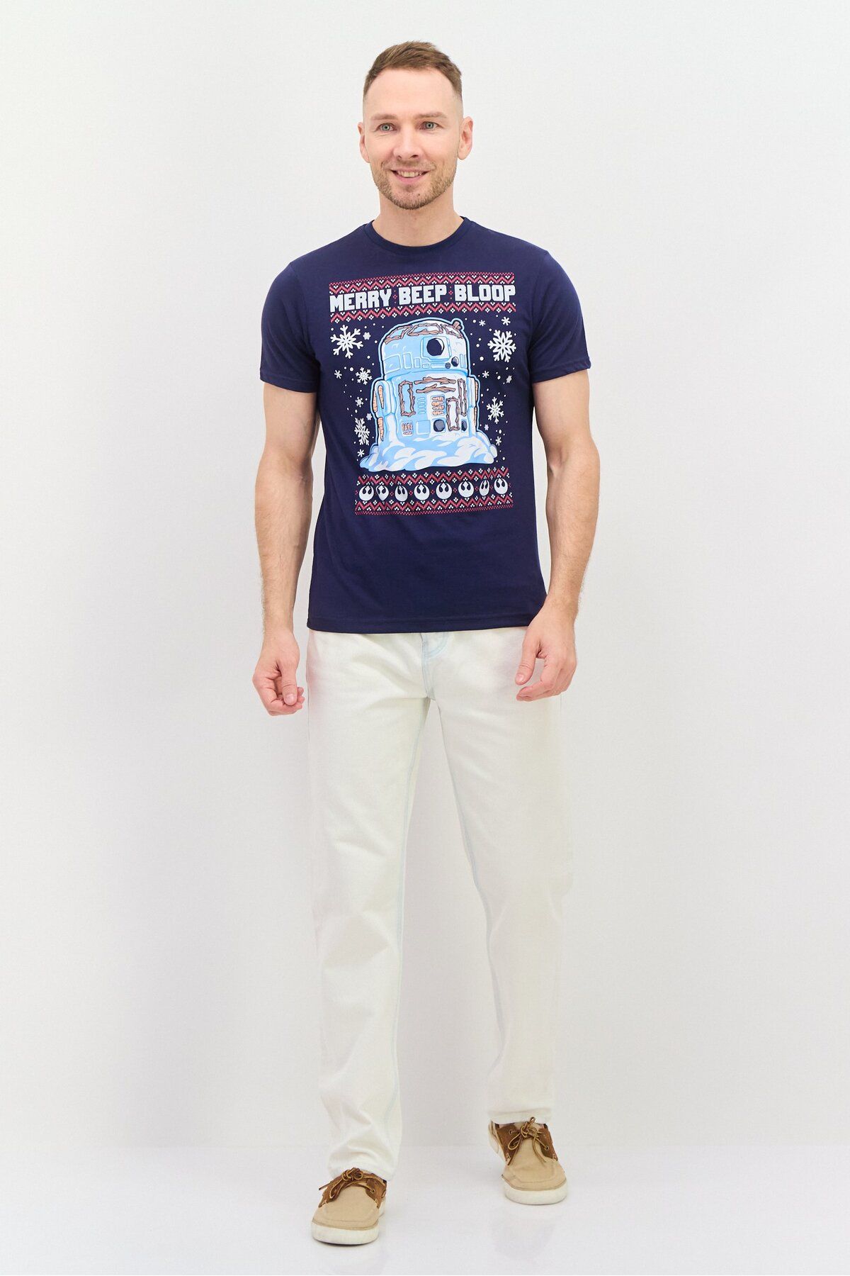 Funko-Men Star Wars R2-D2 Crew Neck Short Sleeves T-Shirt, Navy 4