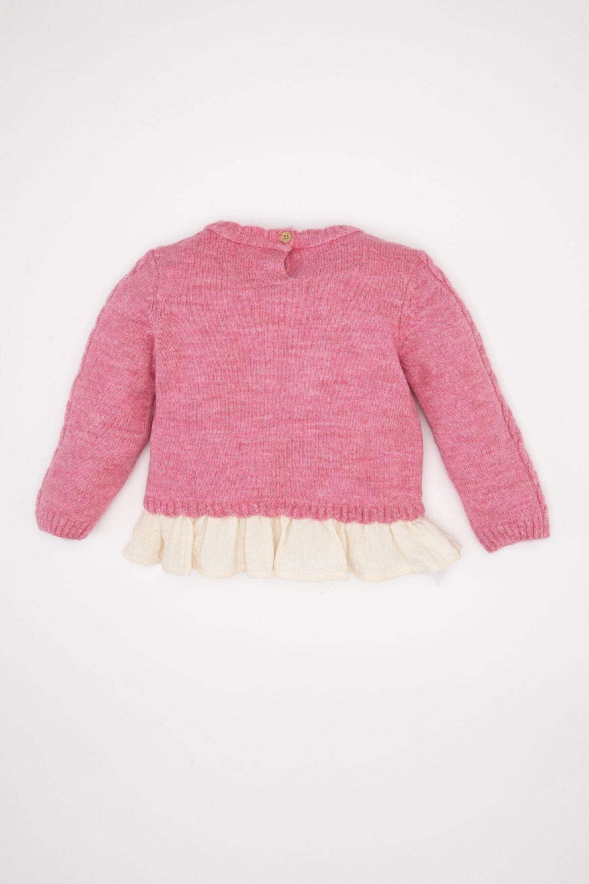 DeFacto-Baby Girl Pink Crew nyakú fonott kötöttáru pulóver C8288a524wn 5