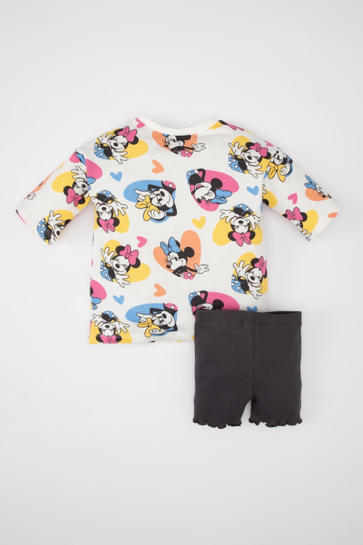 DeFacto-Dziewczęcy zestaw 2 koszulek z krótkim rękawem i krótkimi spodenkami Disney Mickey & Minnie C5472A524Sm 5