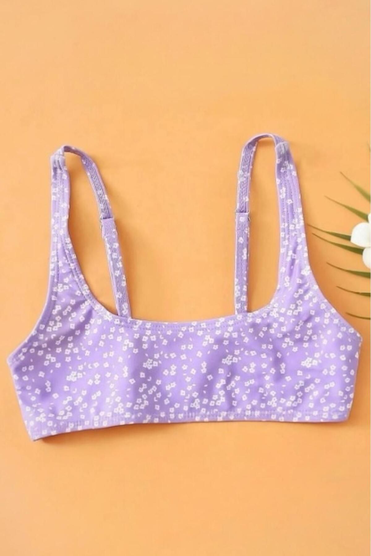 PEMBİŞ HOMEWEAR Mor Papatyalı Bikini Üstü