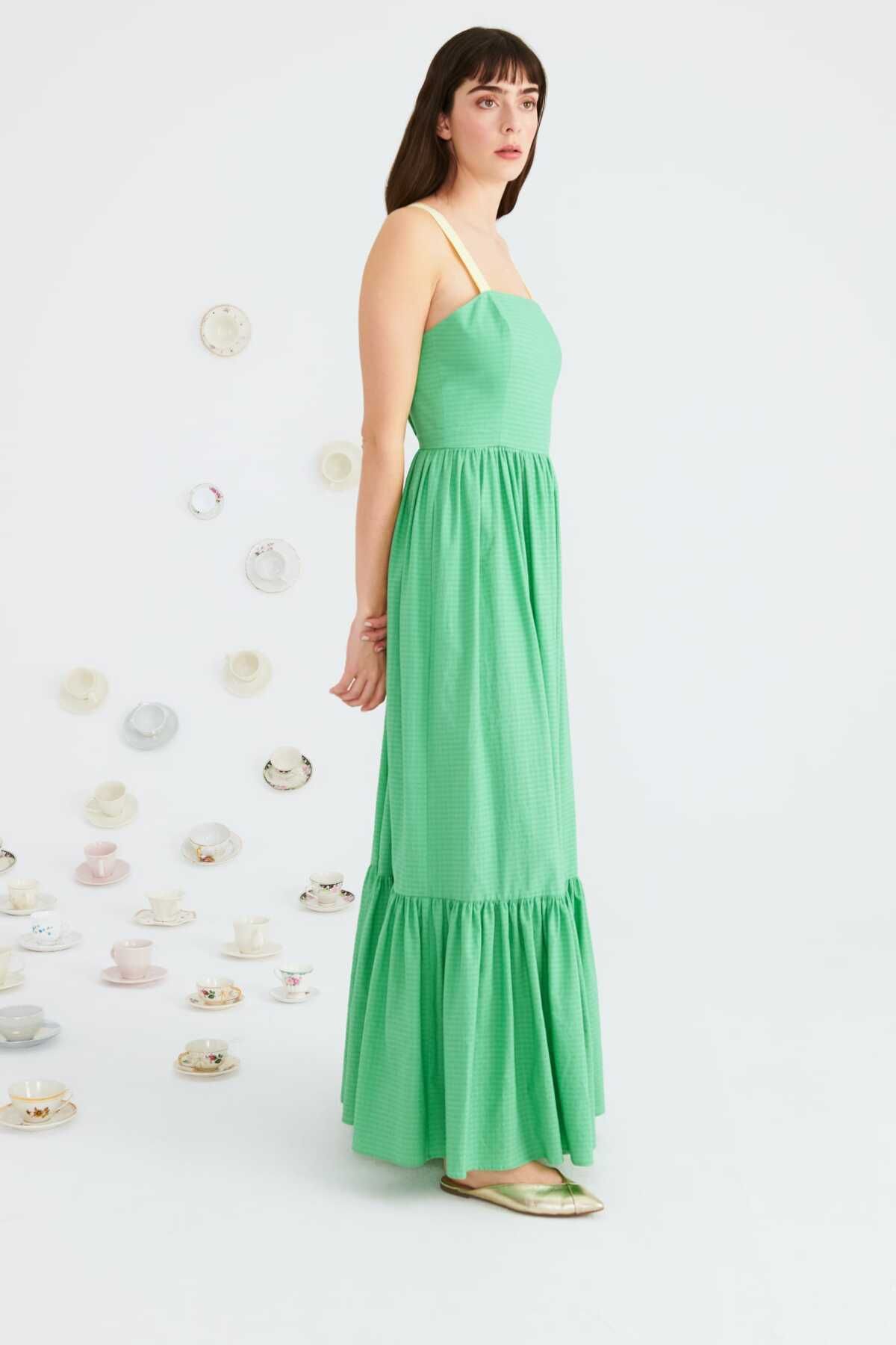 Roman-Strappy Pleated Long Dress Green Y2211050_012 3