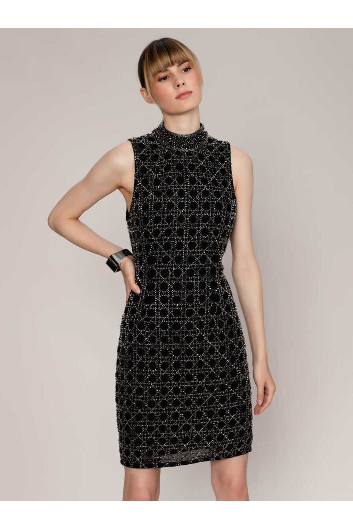 Roman-Embroidered Mini Evening Dress Black K1962101_001 4