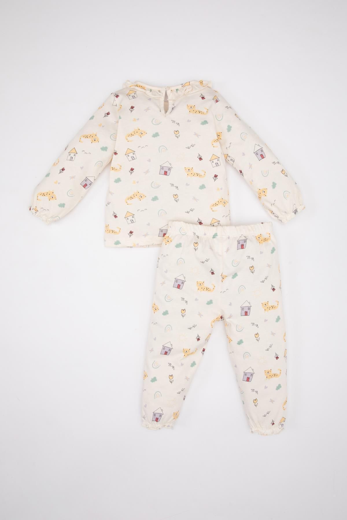 DeFacto-Pajama Set - Ecru - Patterned 6