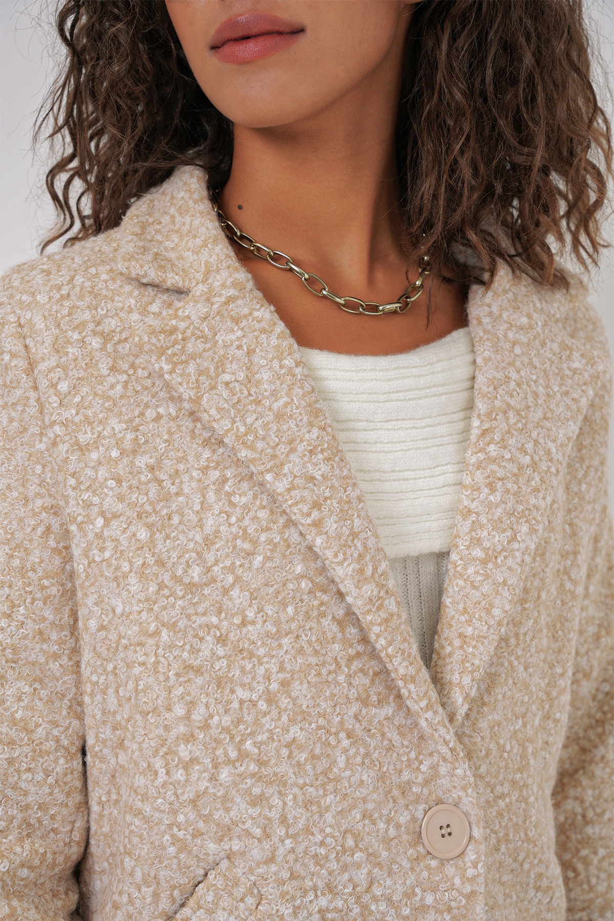 Bigdart-9082 Oversize Cashmere Coat - M. Cream 5