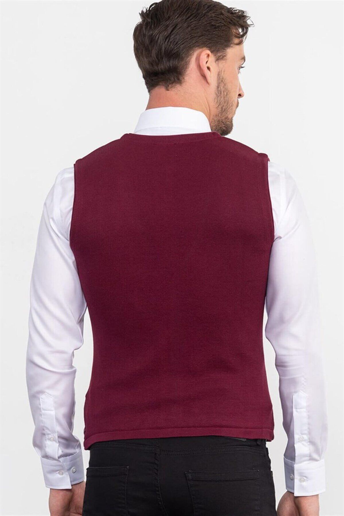 Tudors-Men's Slim Fit Slim Fit Claret Red Vest 4