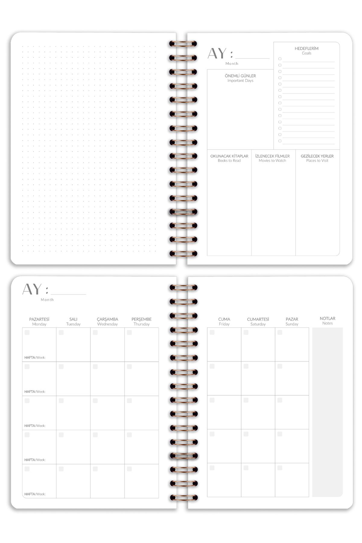 Matt Notebook-Agenda planificator fără timp A5 Spiral 7