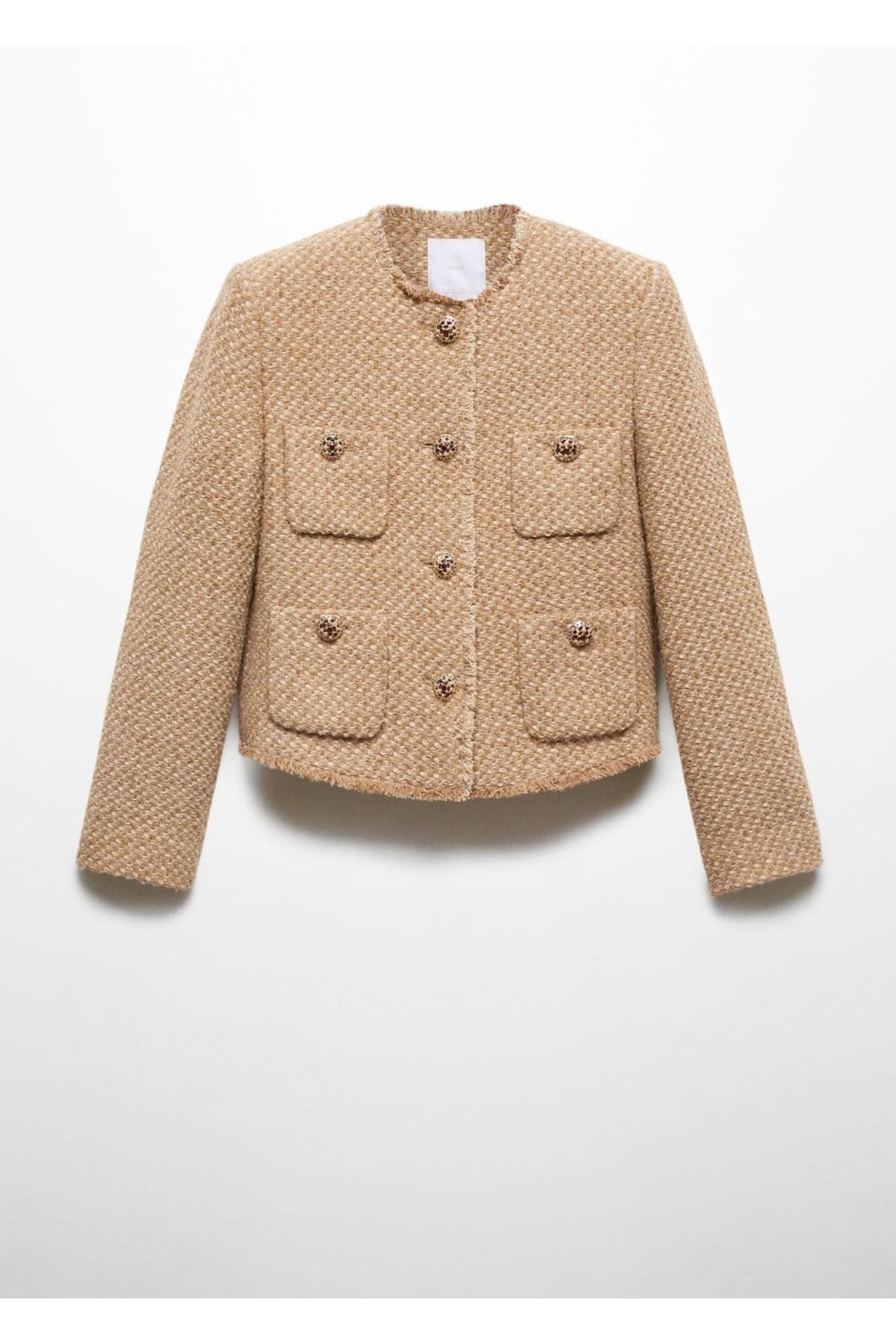 MANGO Woman-Tweed jacket with stones on buttons 3