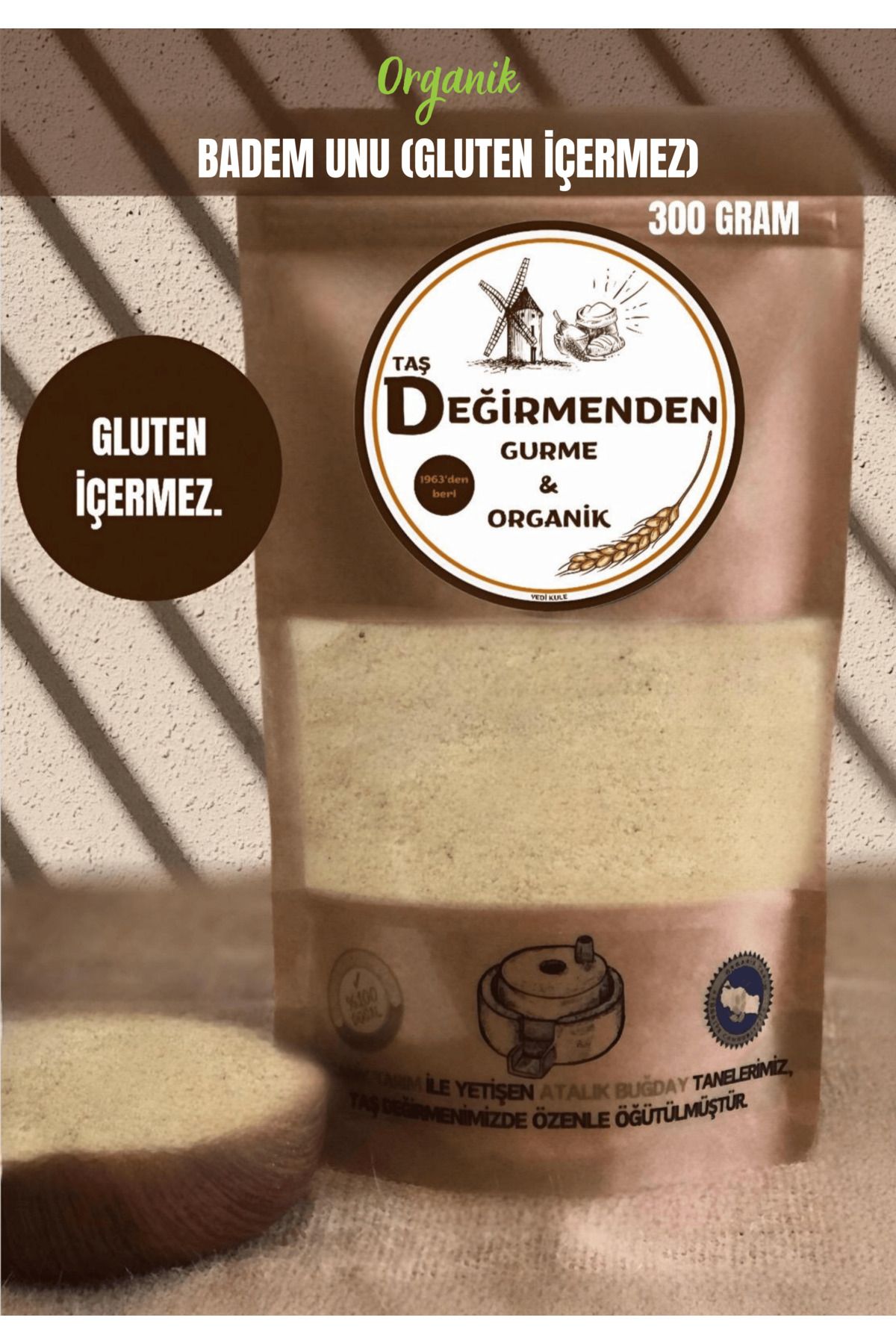 Değirmenden Organik Badem Unu (GLUTEN IÇERMEZ) - 300 gram