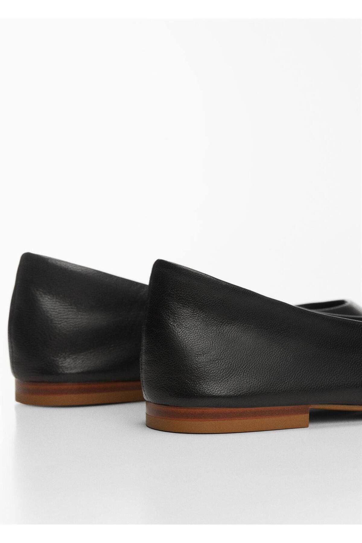 MANGO Woman-Leather Ballerinas 3