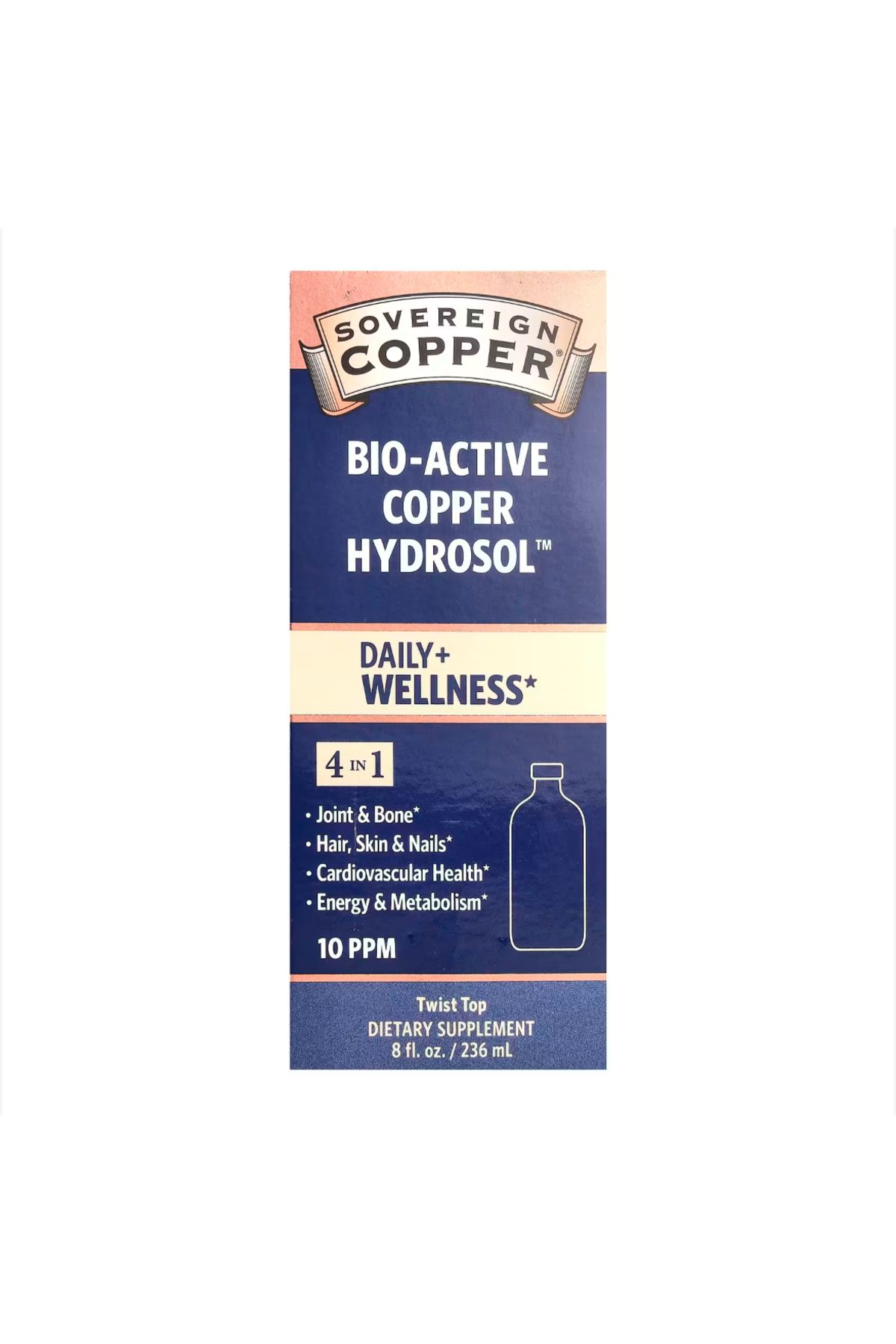 SOVEREIGN Silver Bio-Active Copper Hydrosol, 10 PPM, 8 fl oz (236 ml)