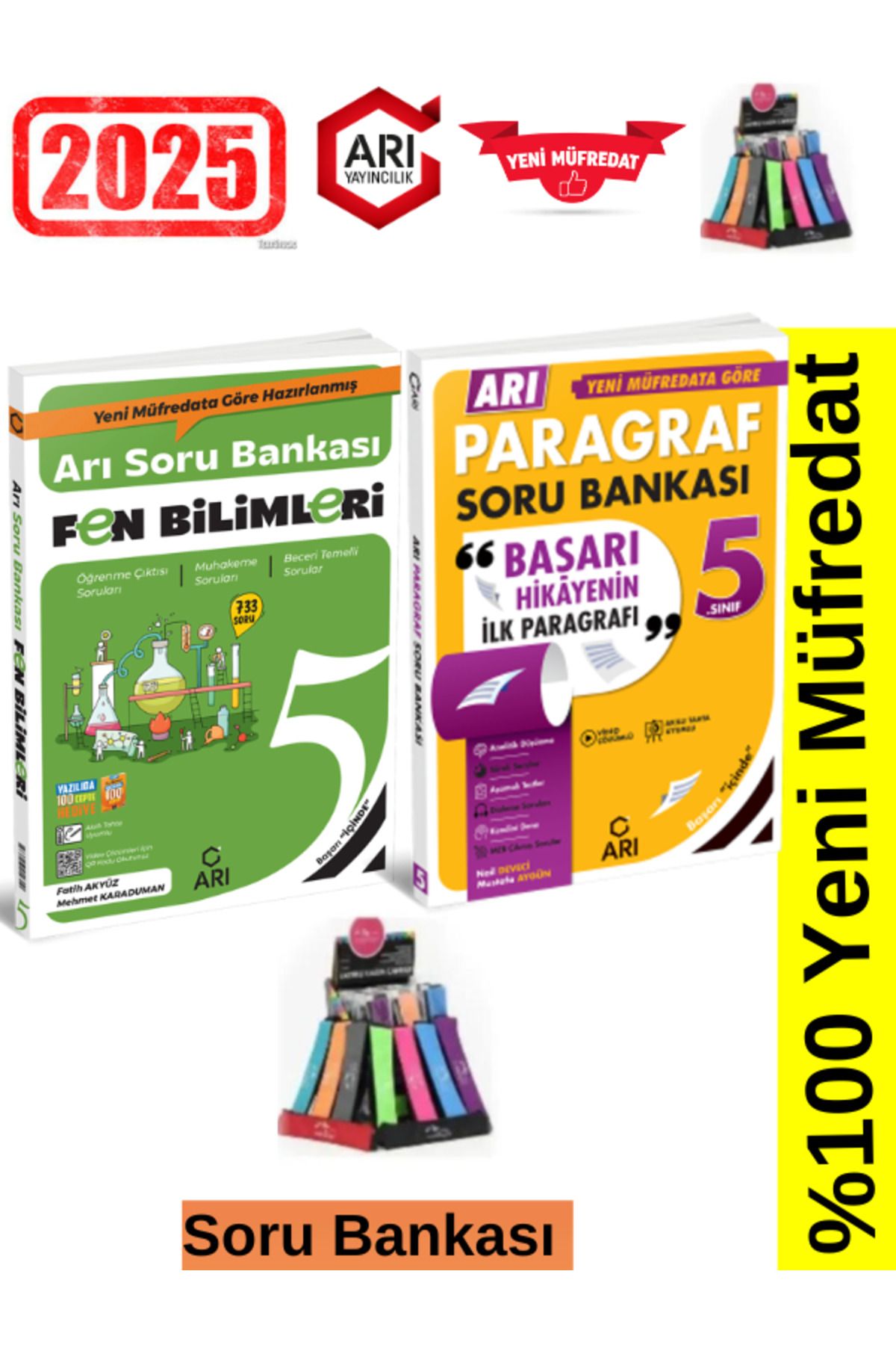 Arı Yayıncılık 2024-2025 Müfredat 5.Sınıf Fen-Paragraf Video Çözümlü Soru Bankası Seti+Kalemlik
