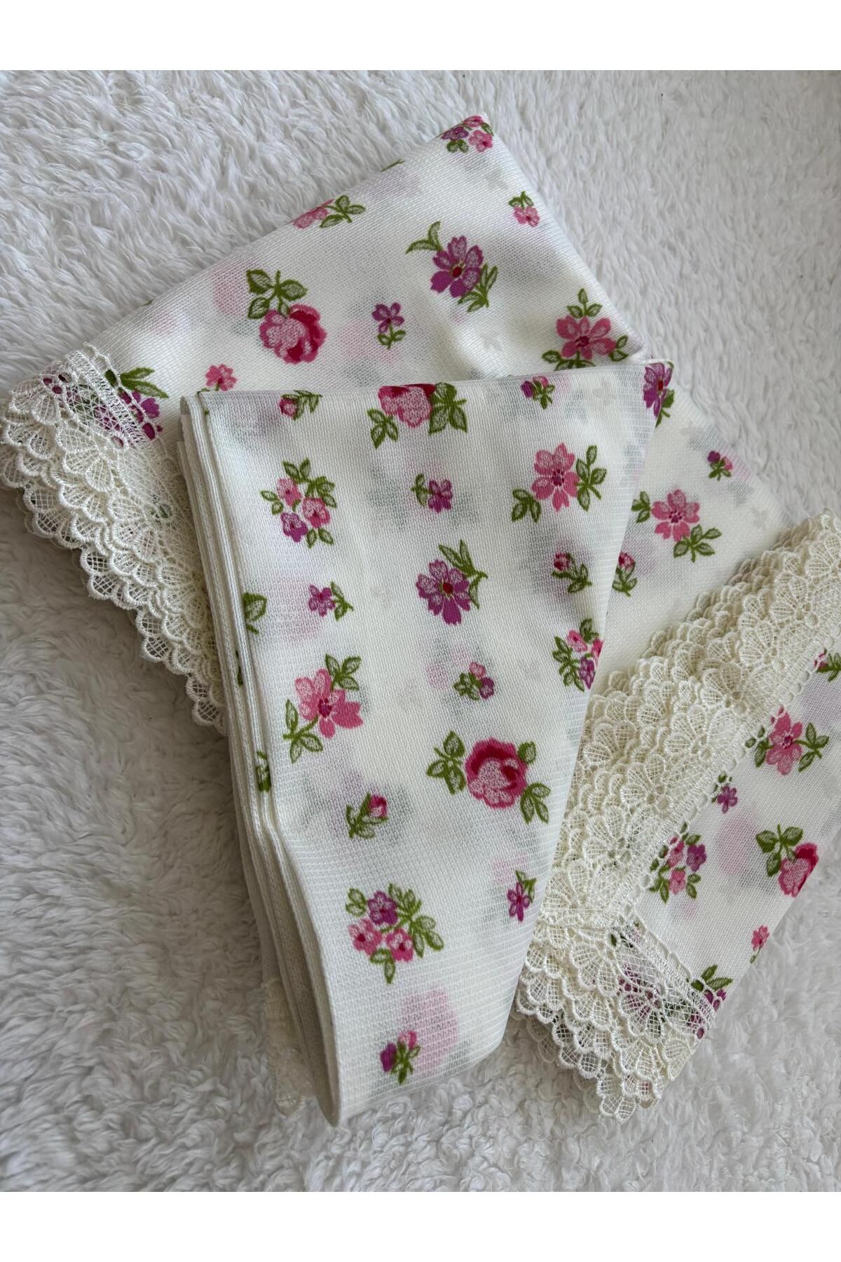 Home-Pink Floral Pattern Scalloped Tablecloth - Laceless and Handle-Free 160X160 2