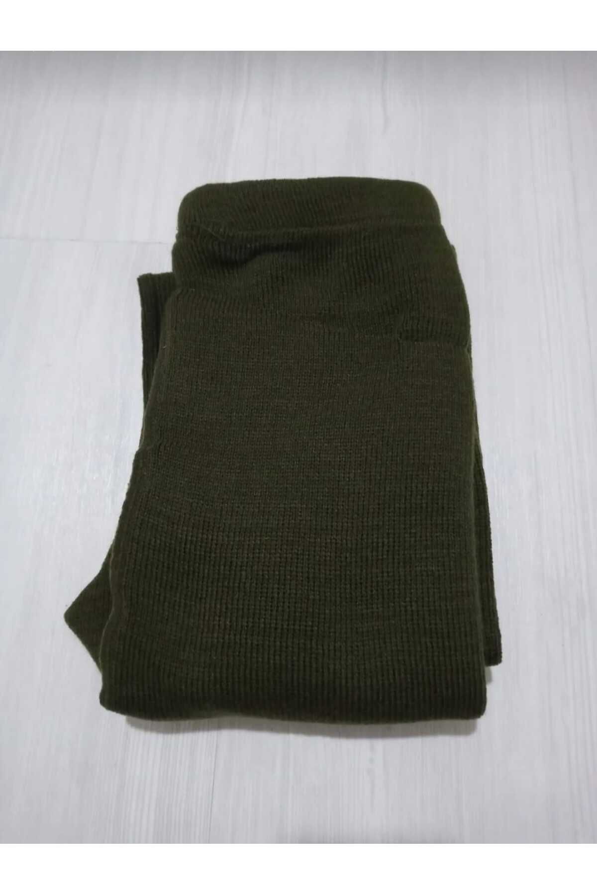 aryam butik-Unisex Winter Wool Thick Leggings Underwear - Khaki 1