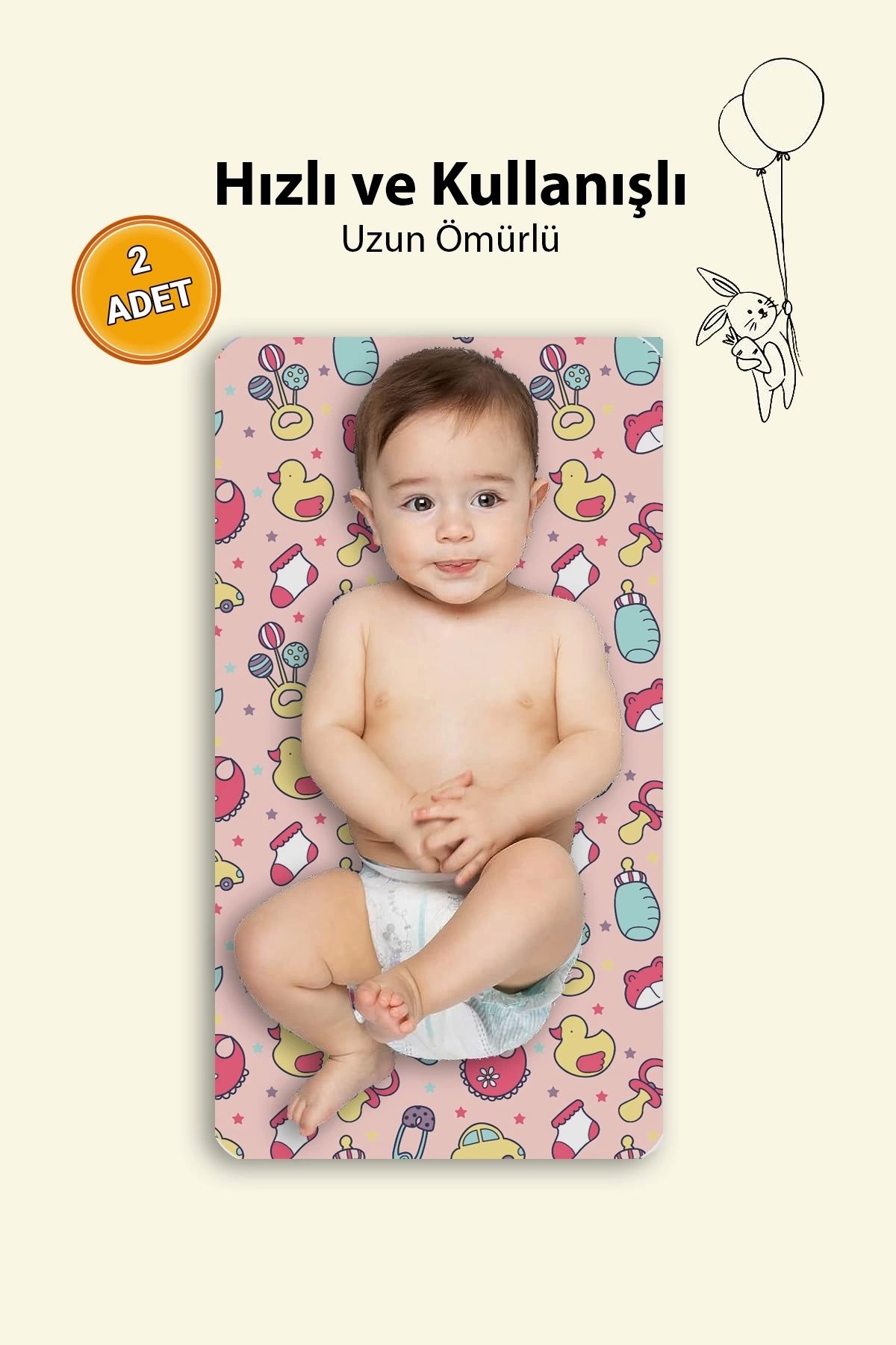 MatGo Baby Ördek Arabalı Bebek Alt Açma Matı Minderi Yıkanır Sıvı Geçirmez Bakım Pad Örtüsü 35x65cm 2 Adet